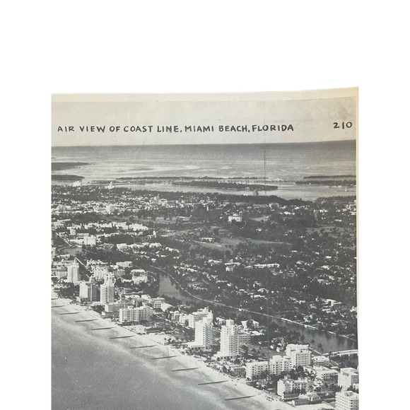 Vtg RARE Kromekote B/w King-Size 9x7 Postcard #210 Coast Line Miami Beach FL SEE - Picture 3 of 5